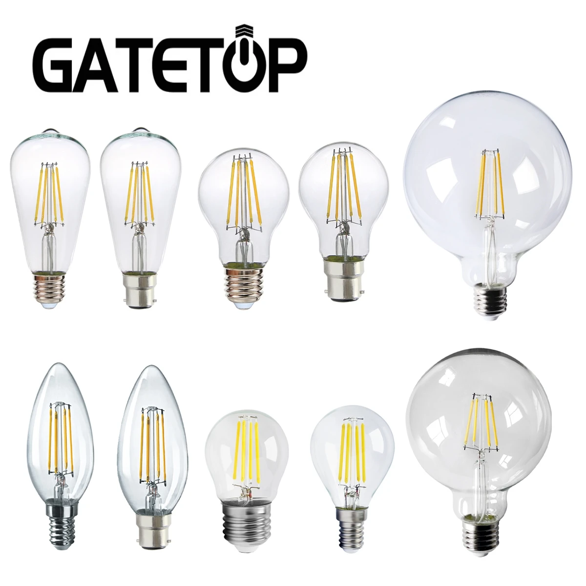 

LED Filament Bulb Retro Edison E27 E14 B22 Lamp AC220V Light Bulb C35 G45 A60 ST64 G80 G95 G125 Glass Bulb Vintage Candle Light