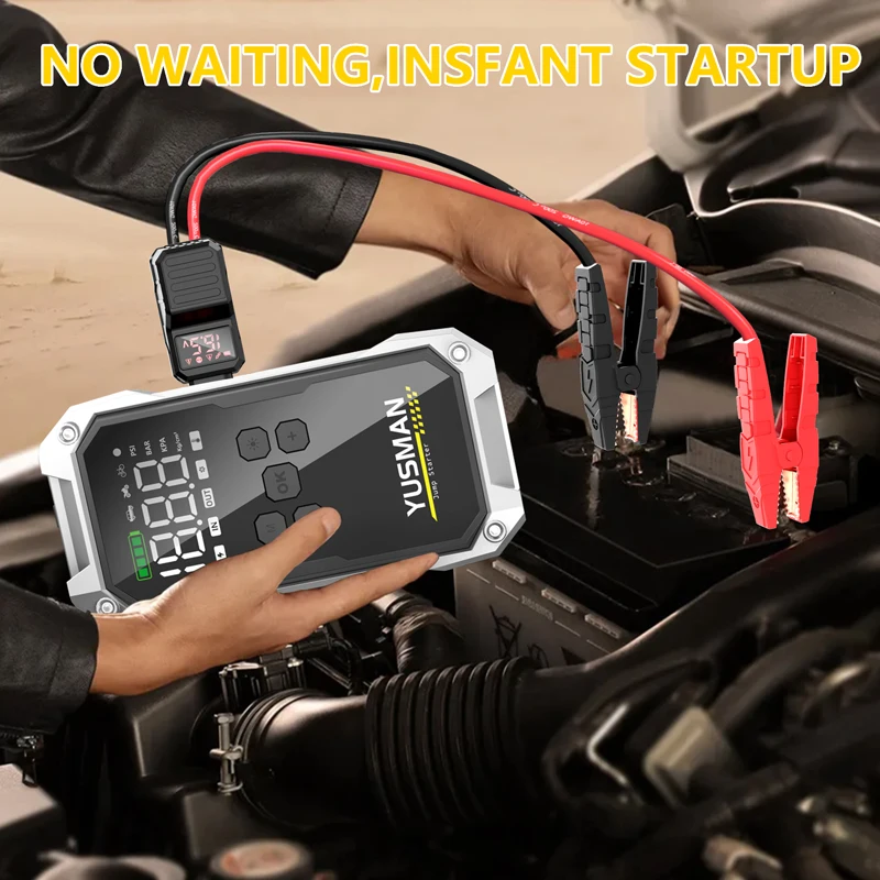Portable Tire Inflator Car Jump Starter Air Pump Outdoor Multifunctional Emergency Power and Air Pump with EVA Bag