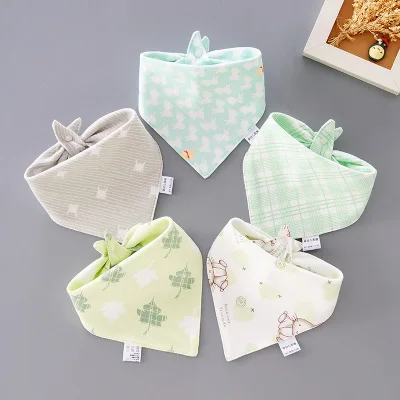 5PCS/LOT New Baby Bibs Triangle Double Cotton Bibs Cartoon Print Saliva Towel Baby Boys Girls Feeding Apron Cotton Bandana Bibs accessoriesdoll baby accessories