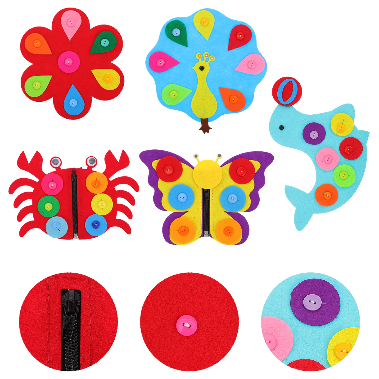 

5 Pcs Toys for Infant Preschool Button Practice Zipper Toddler Kids Board Children Fabric