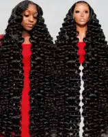 13x4 Hd dentelle frontale perruque lâche vague profonde bouclés cheveux humains 100% pré-plumé 13x6 vague d'eau avant perruques pour les femmes noires brésiliennes 1