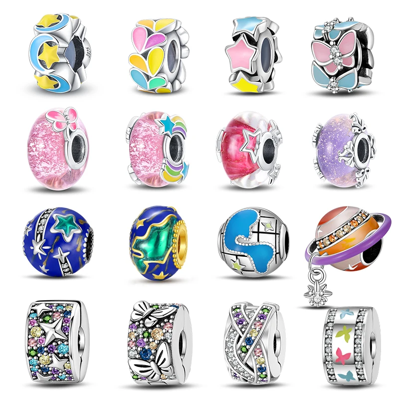 925 Sterling Silver Fantasy Earth Moon Travel Celestial Body Charms Fit Pandora Original Bracelets Beads Fine DIY Jewelry Making