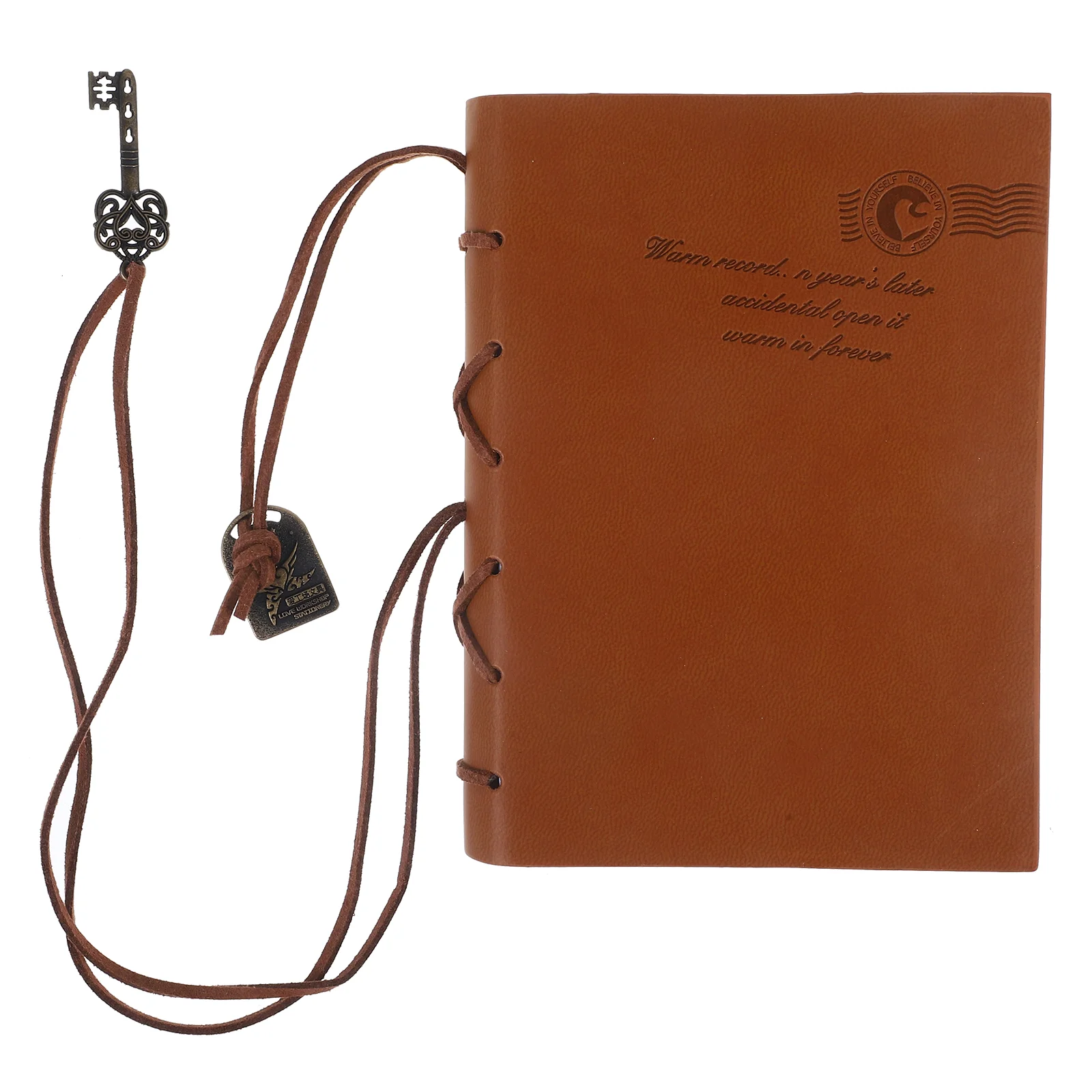 Classic Retro Vintage Style PU Cover String Key Bound Blank Notebook Notepad Travel Journal Diary Sketchbook (Coffee)