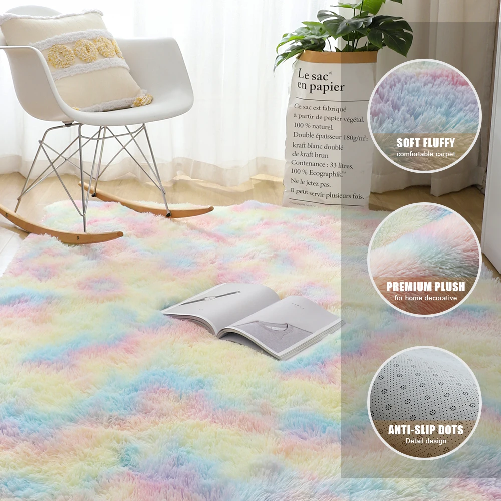 Thick Carpets for Living Room Modern Plush Rug Kids Bedroom Fluffy Floor Carpets Window Bedside Salon Sofa Table Decor Play Mat floor mat shaggy rugs