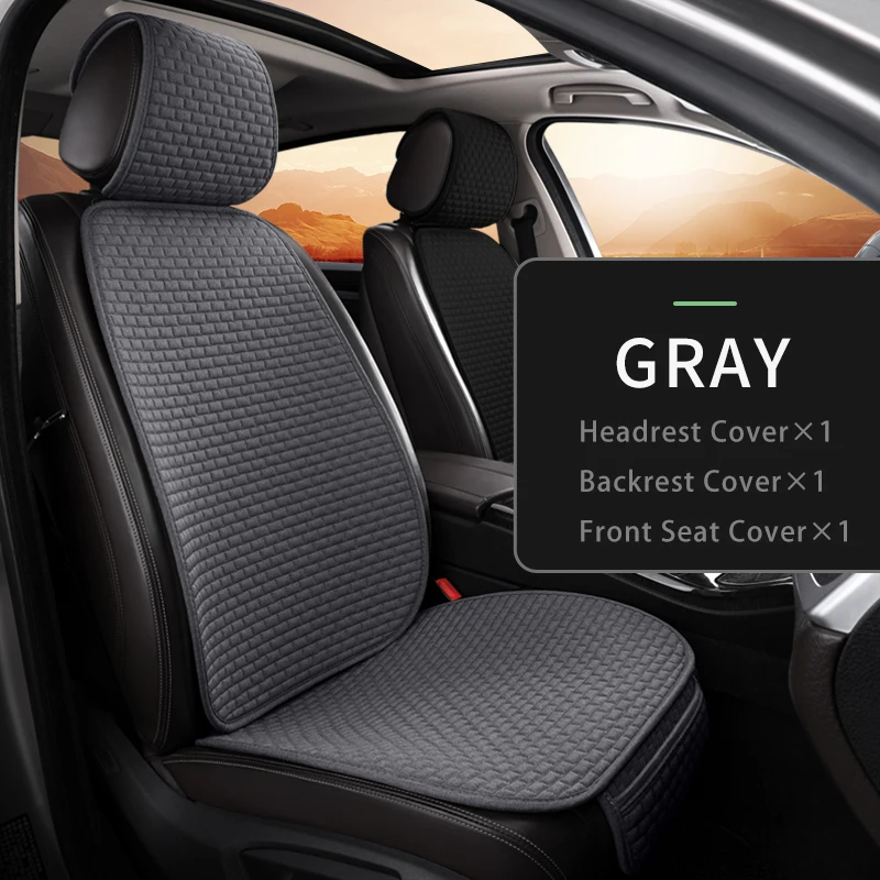 Karcle Cotton Linen Breathable Car Seat Protector - 4 Seasons Anti-Sweat Rear Seat Cover Kit