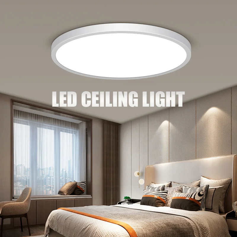 LED Ceiling Light Smart Remote Control Lamp 80W AC220V Tricolor Black Grey Golden Coffee Suitable For Indoor Bedroom Livingroom