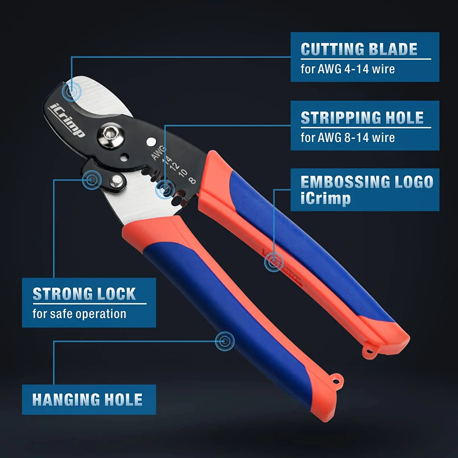 IWISS ICP-065 Wire Stripper Plier Cable Cutter 2 in 1 Multifunction Wire Cutting Tool Stripping Tool Mini Electrician Hand hand tools wire stripper wire cutter stripping pliers wire stripping pliers multifunctional tools wire pliers wire cutting pliers mini wire stripper