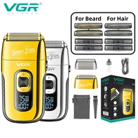 VGR Shaver Professional Razor Rechargeable Beard Trimmer Portable Shaving Machine Digital Display Razors for Shaving Men V-332