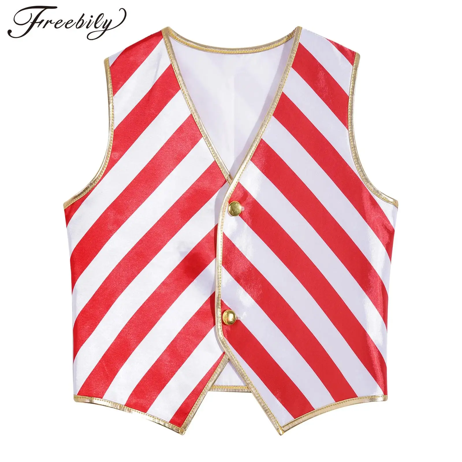 Boys Girls Christmas Costumes Candy Cane Striped Vest Waistcoat Xmas Festival Carnival Santa Claus Fancy Dress Up