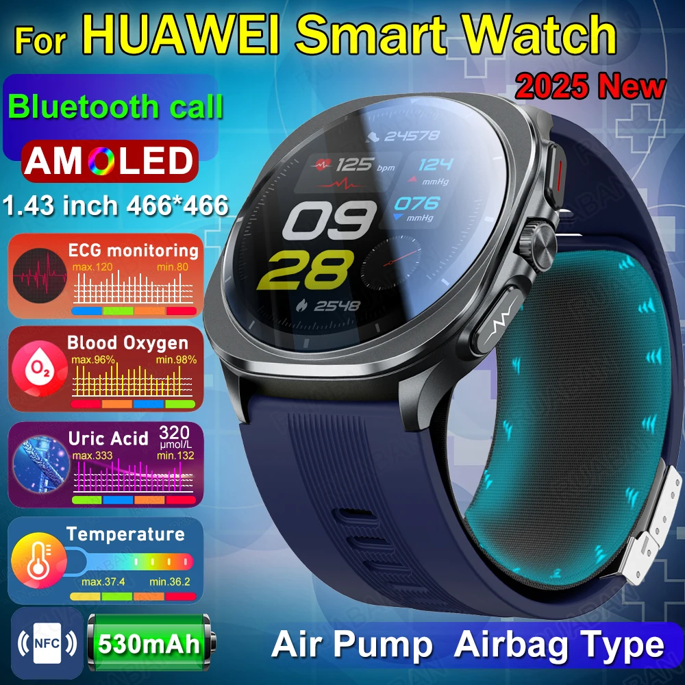 2026 New Airbag Smart Watch men For smart air Pump True Blood Pressure health smartwatch Uric Acid Blood Lipids Bluetooth call 1