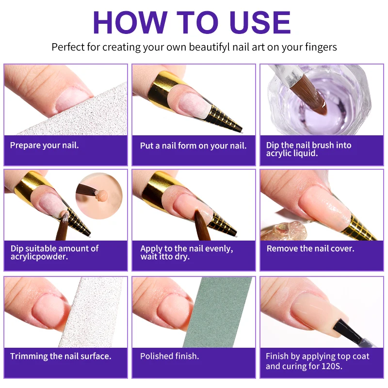 LIMEGIRL 75ml Nail Acrylic Liquid Mono Brush Set Nail Art Decoration Manicure Kit Nails 3D Nail Tips DIY Sculpting Tool 4