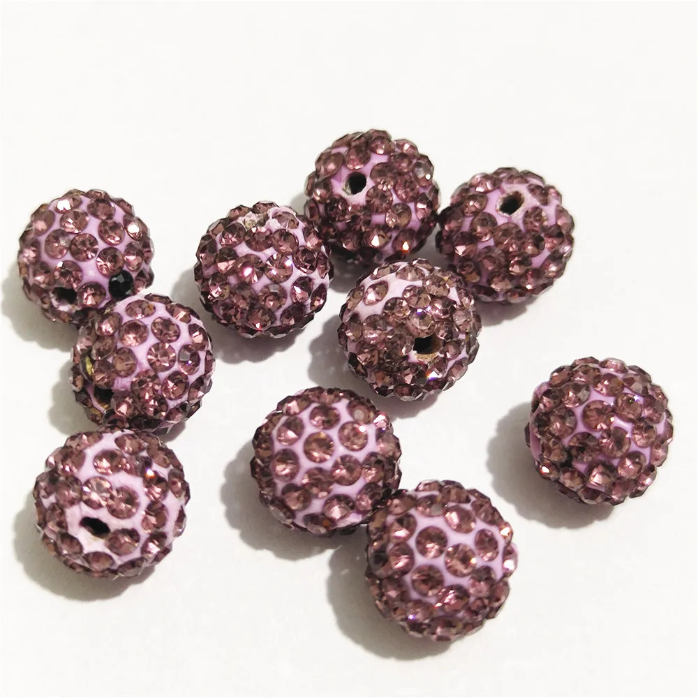 

Free shipping Light purple 10 / 12 mm rhinestone spacer beads round shape, suitable for needlework accessories jewelry making