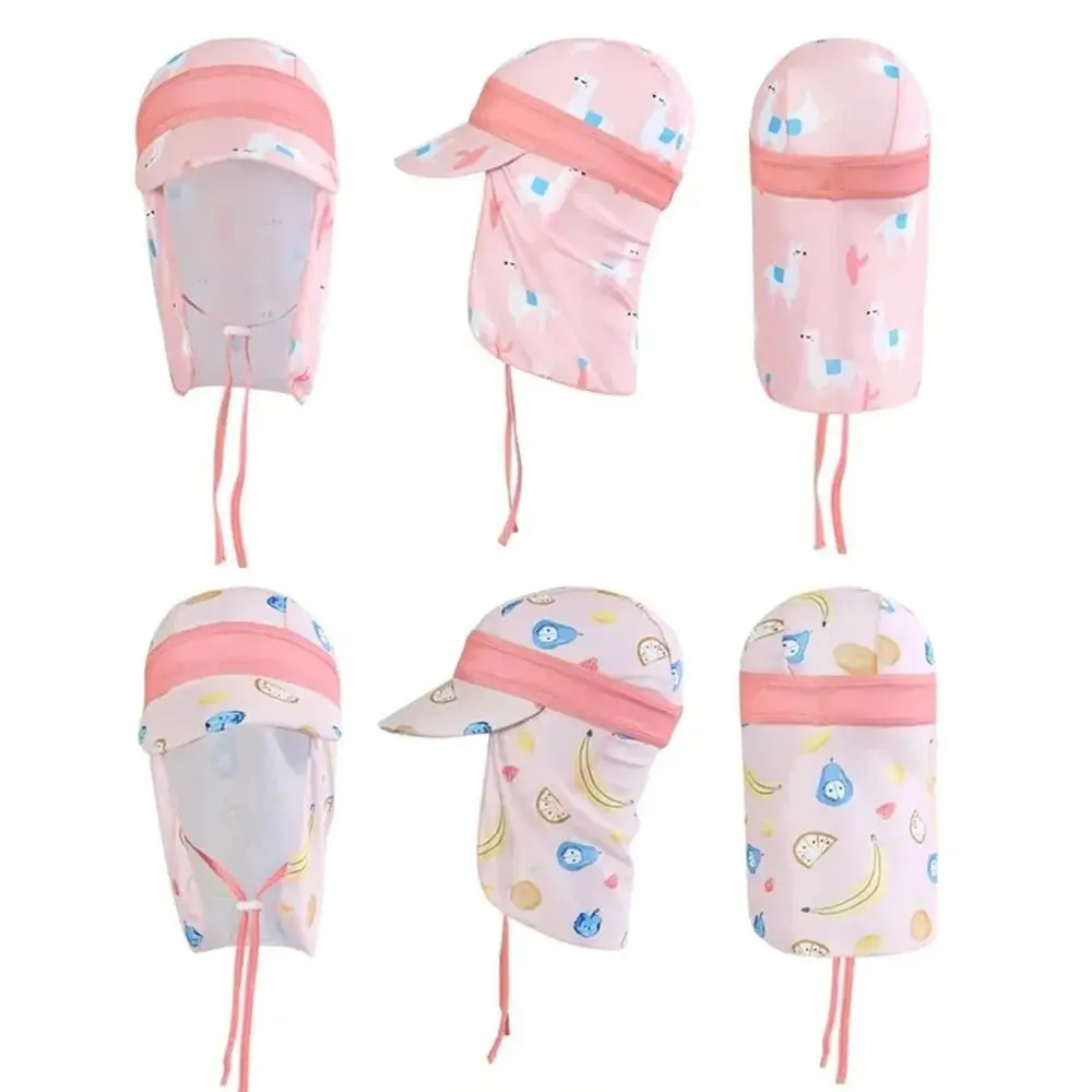 Windproof Children's Swimming Cap Anti UV Breathable UV Protection Hat Adjustable Neck Protection Kids Bucket Hats Outdoor