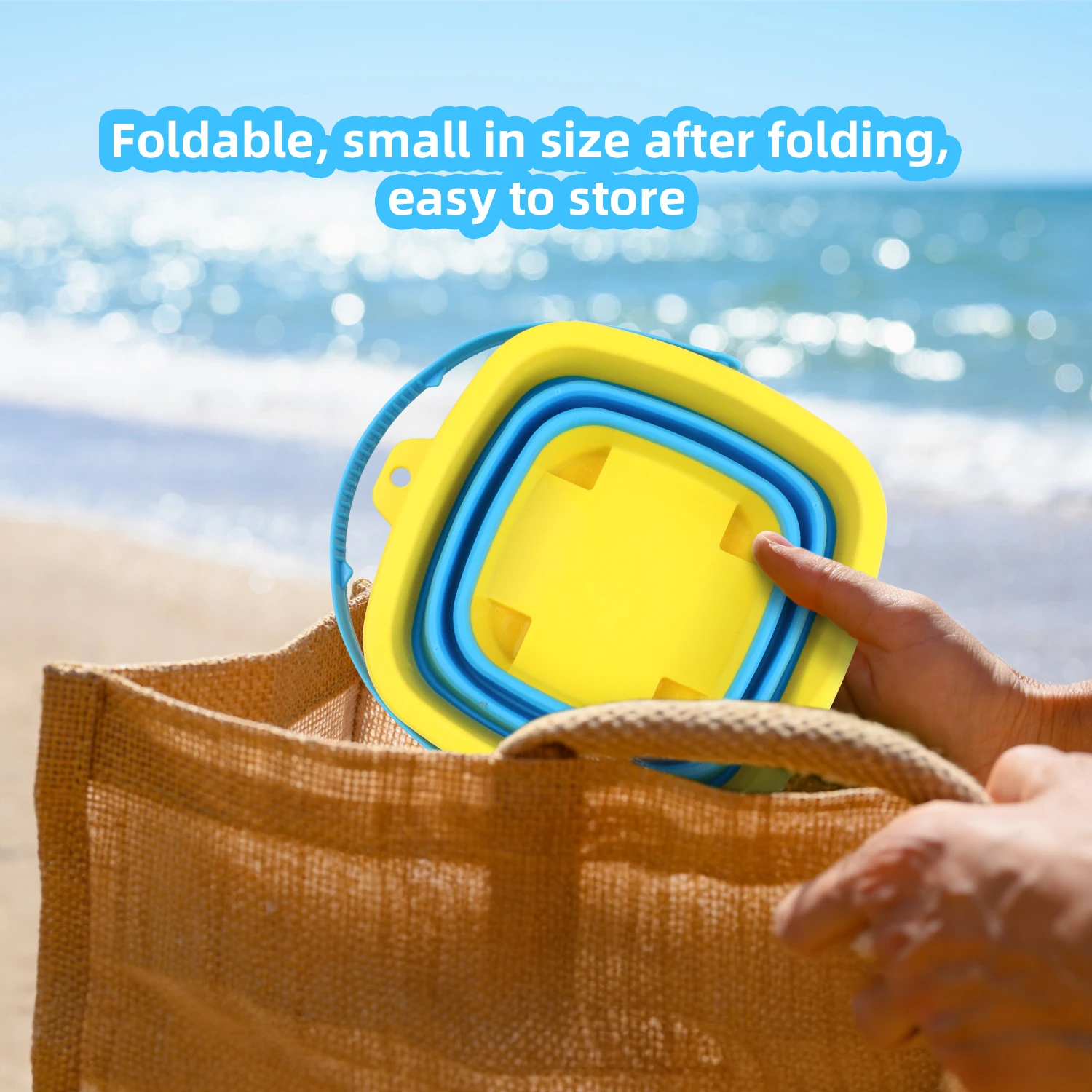 Foldable water bucket and sand bucket, children's beach water play and sand carrying bucket, promoting parent-child interaction 5