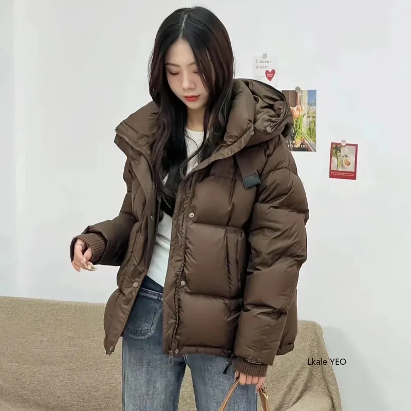 Ladies Down Cotton Jacket 2025 Hooded Medium To Long Women's Winter Parka Coat Comfortable Korean Version Female Outerwear