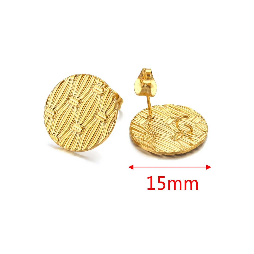 Stainless Steel Braided Thread Earrings Titanium Steel DIY Round Gold-plated Ear Accessories 4