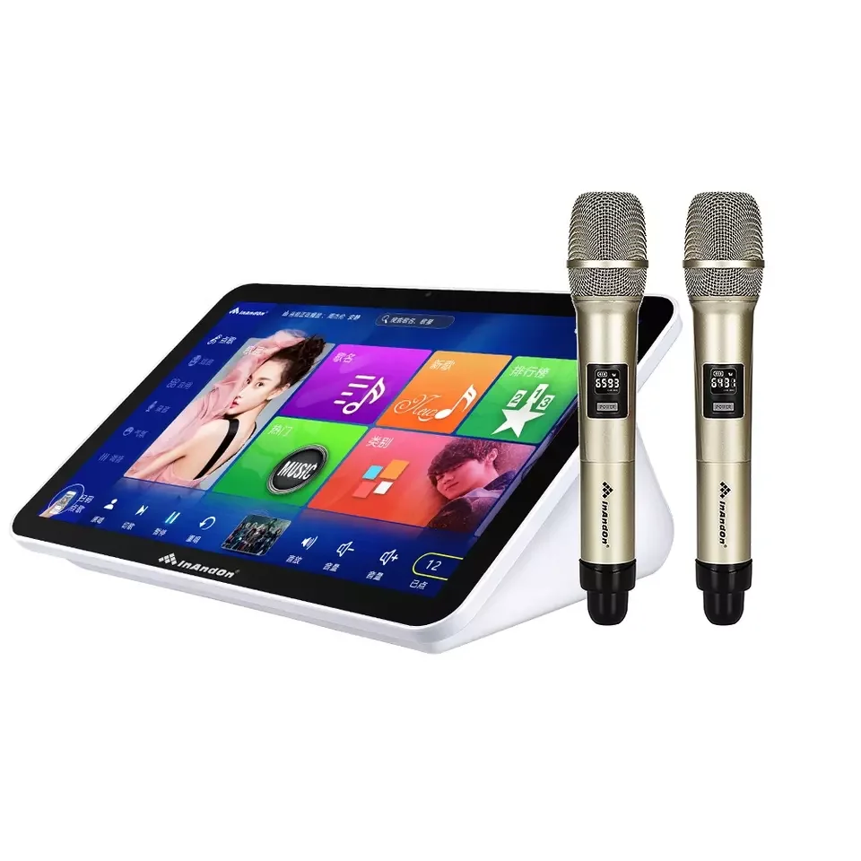 

Professional Portable InAndOn Karaoke System 15.6 Touch Screen Karaoke Player Mini Karaoke Machine with Wireless Microphone