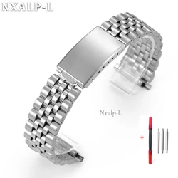 Enhanced Stainless Steel Adjustable Watch Strap - Unisex Replacement Wristband - 21mm (Silver)