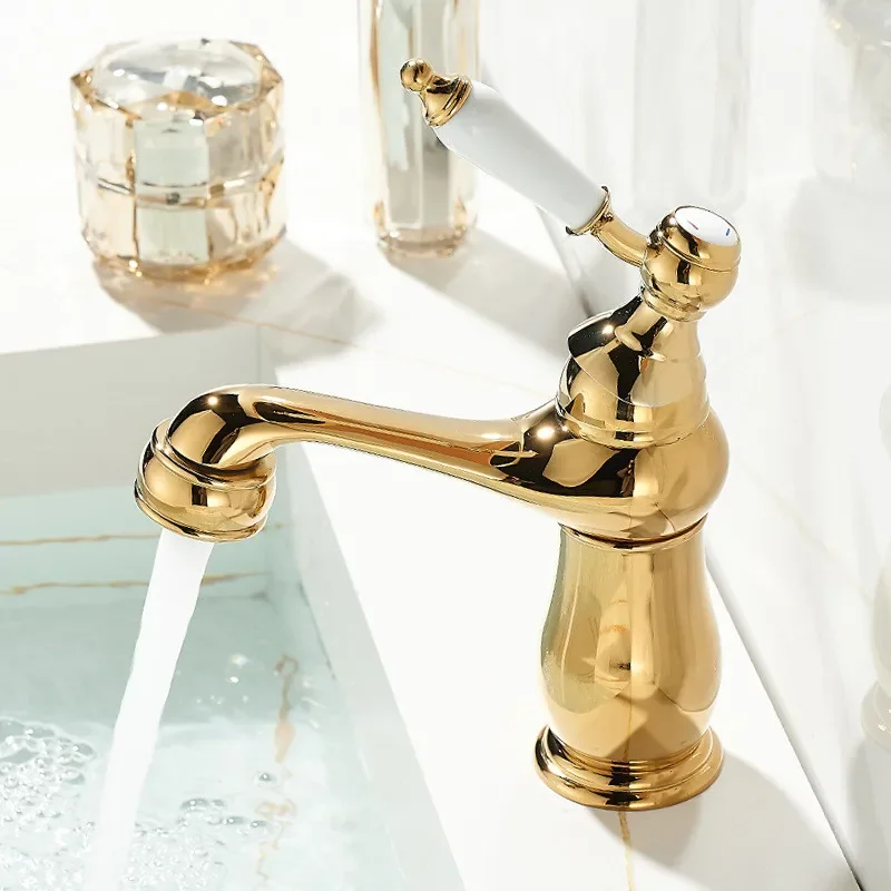Description Picture 5 of itemRose Gold Basin Faucet Gold Torneiras Bathroom Sink Single Hole Basin Taps Hot Cold Mixer Tap Crane