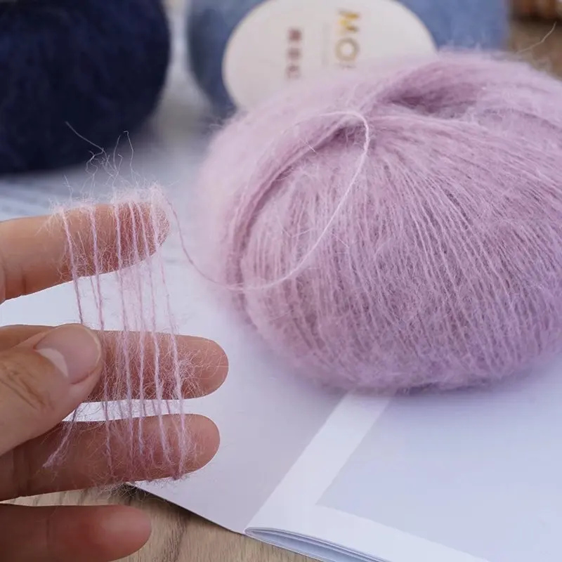 25g High Quality Mohair Yarn High Content Soft Skin-friendly Eco-friendly Mohair Crochet yarn For Crochet Shawl Sweater Cloth 2