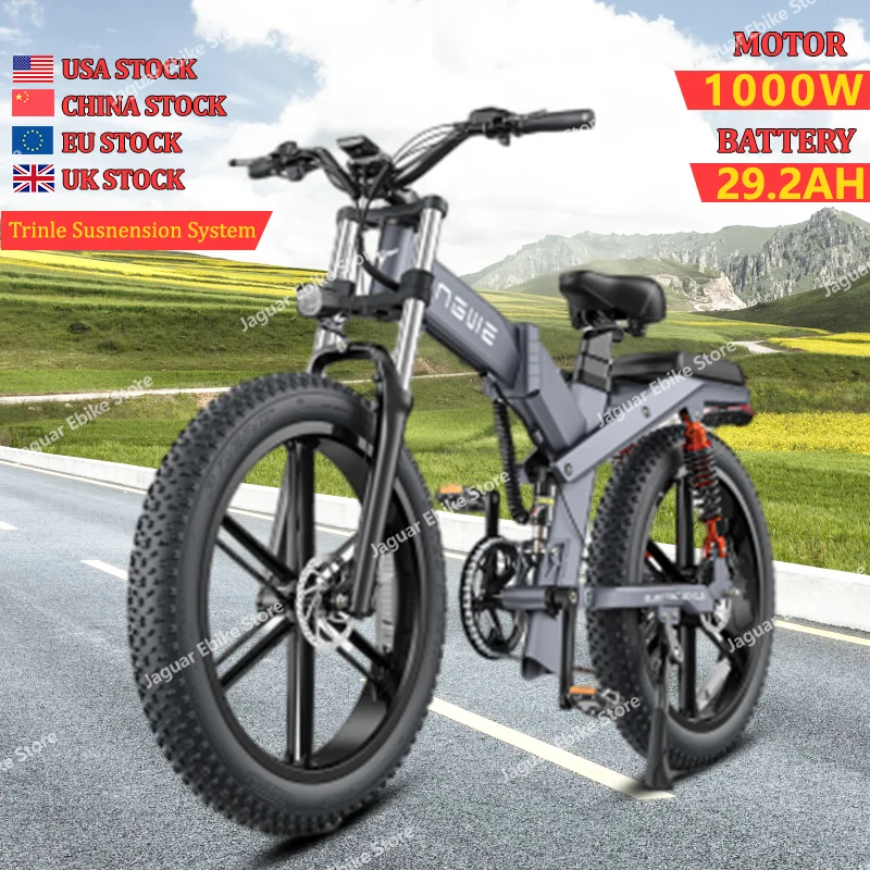 

Ebike 48V 29.2AH 1000W Motor Off-Road Electric Bicycle Mountain 26*4.0 Fat Tire City Road Communing Adult Foldable Electric Bike