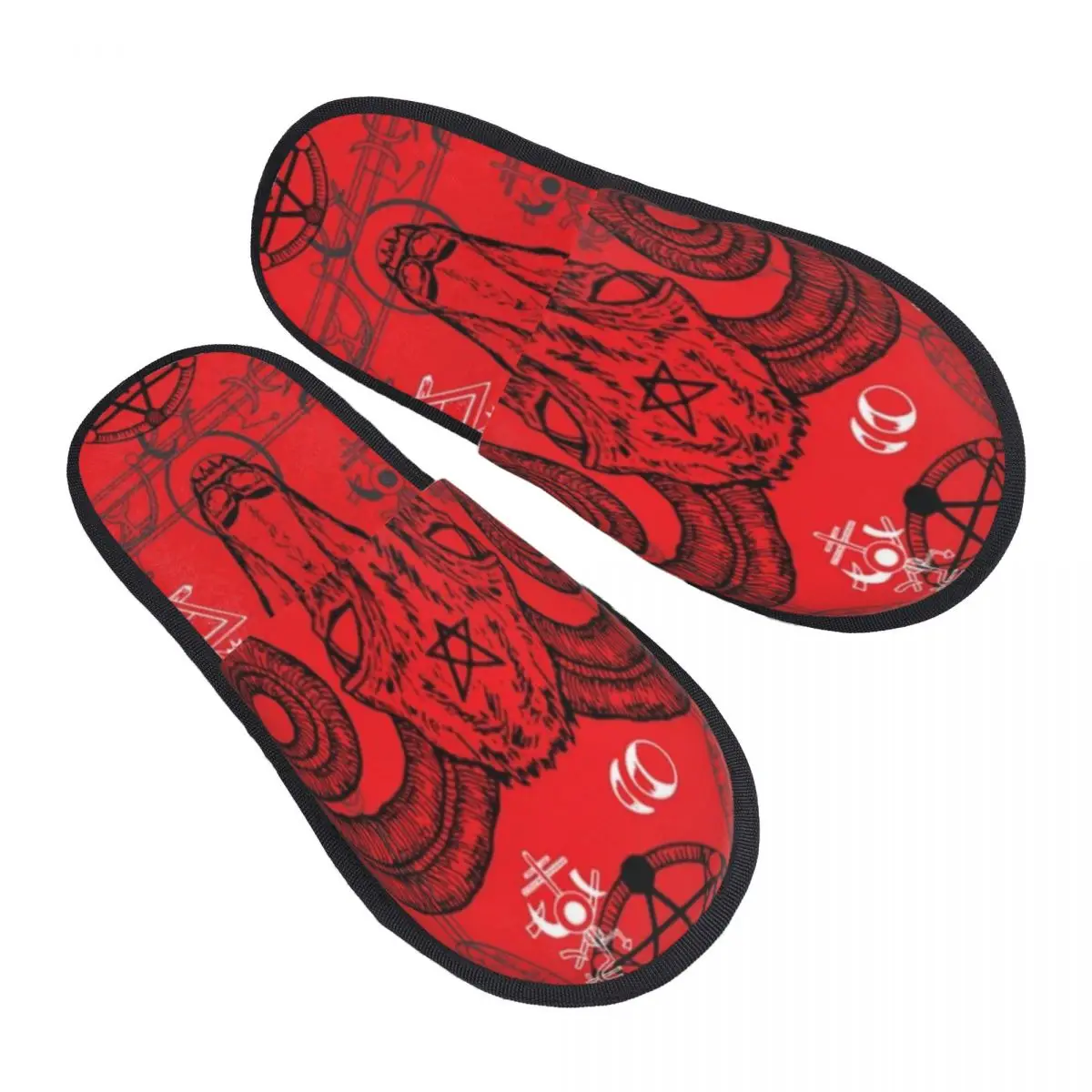 

Winter Slipper Woman Man Fluffy Warm Slippers Devil And Death Symbols House Slippers Shoes