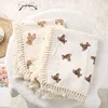 Cute Bear Muslin Squares Cotton Baby Blanket for Newborn Plaid Infant Swaddle Blanket Babies Accessories Bed Summer Comforter 1