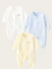Somenie Baby Long Sleeve Onesie 100% Cotton Unisex Newborn Cute Bear Head Embroidery Romper Gift For Boys Girls Baby 1-3-6-9M