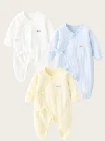 Somenie Baby Long Sleeve Onesie 100% Cotton  Unisex Newborn Cute Bear Head Embroidery Romper Gift For Boys Girls Baby 1-3-6-9M