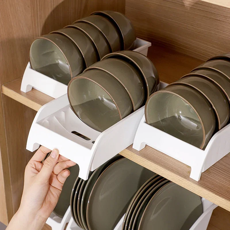 Kitchen Bowl Organiser Storage Rack Plastic Bowl Cupboard Display Dish for Cabinet Cutlery Plate Kitchen Accessories Rack 3