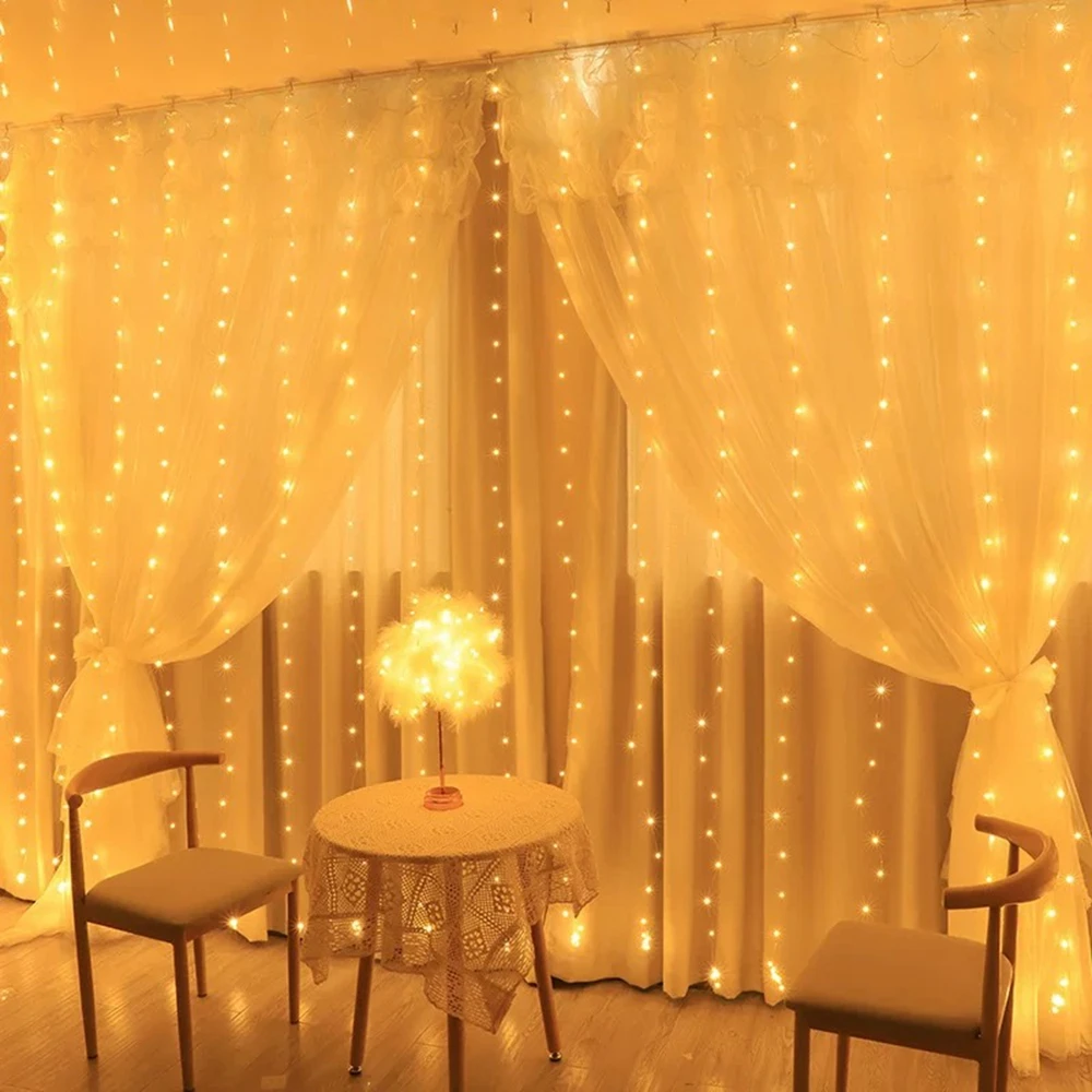 LED Christmas Lights Fairy String Lights Curtain Garland USB Festoon Remote Decor for Home New Year