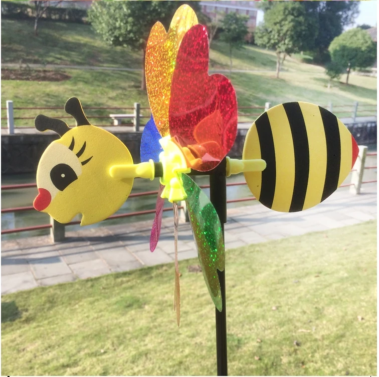 5pcs Plastic Windmill Small Animal Stereo Six Leaf Pattern Wind Spinner Windmills Garden Lawn Party Decor Toy Lovely Children