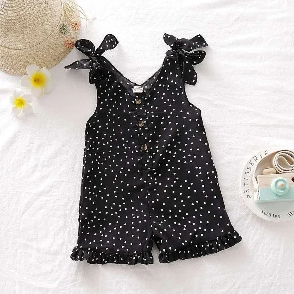 

Kids Overalls New Polka Dot Baby Girls Clothes Baby Rompers Kids Jumpsuit Summer Sleeveless Button Girls Outfits