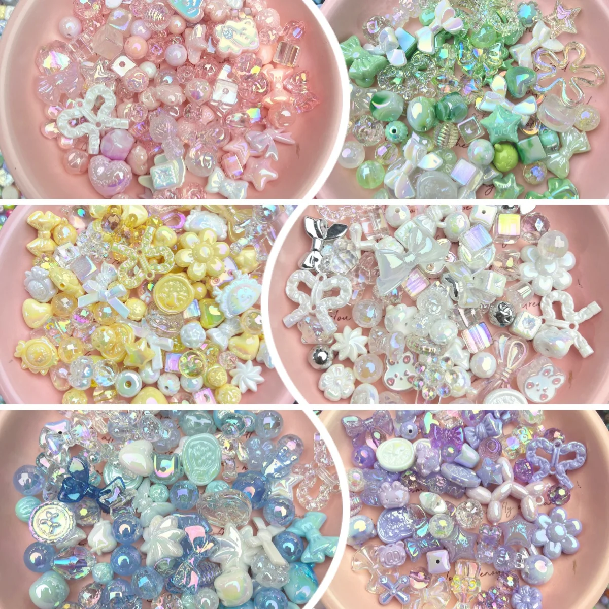 UV Metal DIY handmade material bag 50/100g mobile phone chain string bead material high-end goods mixed jewelry accessories Metallic Beads Metal Beads