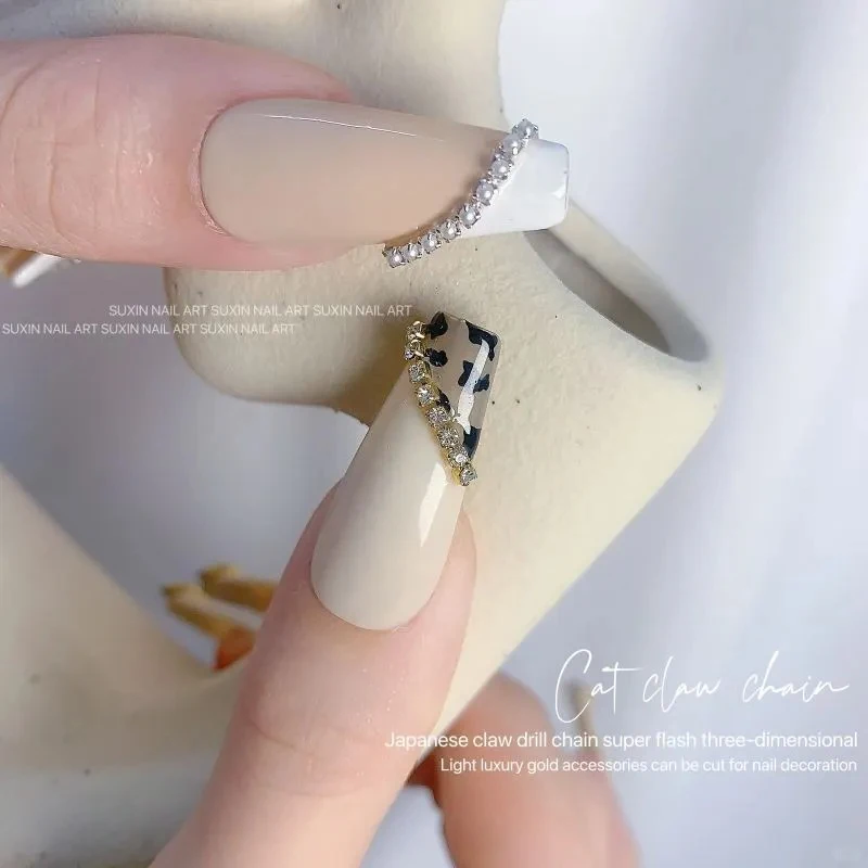 Chaîne à ongles avec breloques en perles 1,5 mm, or rose et argent, décorations artistiques, ongles en métal, pièces 3D à faire soi-même, strass, bijoux, accessoires de manucure_voghion.com