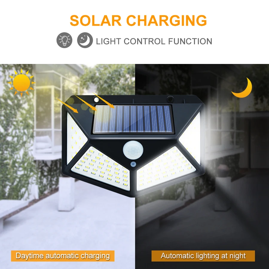 led solar lights Outdoor 100 LED Solar Light Motion Sensor Waterproof Sunlight Garden Decoration Street Lights Solar Powered Lantern Wall Lamp solar lights for sale