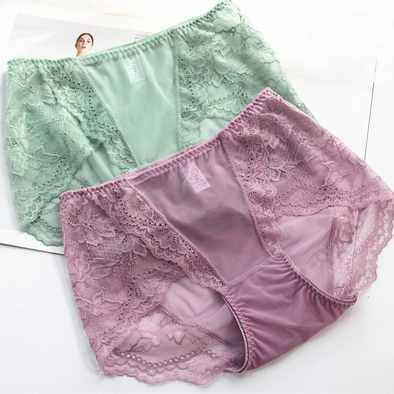 6PCS New Mesh Lace Seamless Women Panties Sexy Comfortable Briefs With Large Size and Many Multicolor Female Underwear XXXL