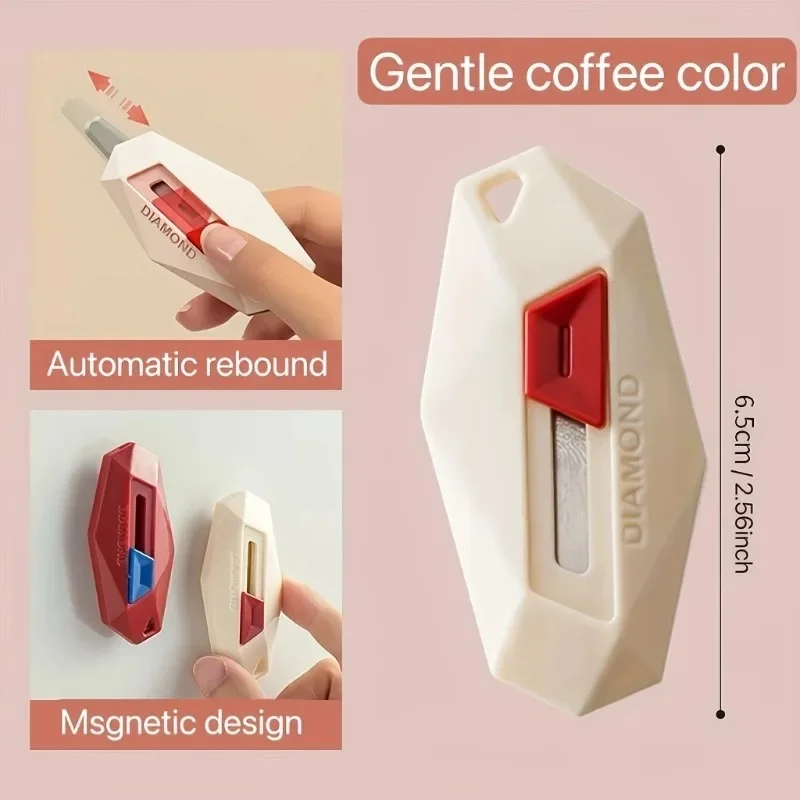 1pc 다기능 미니 포장 풀기 도구 자동 리바운드 휴대용 톱니형 포장 풀기 장치 미니 커터 편지 오프너