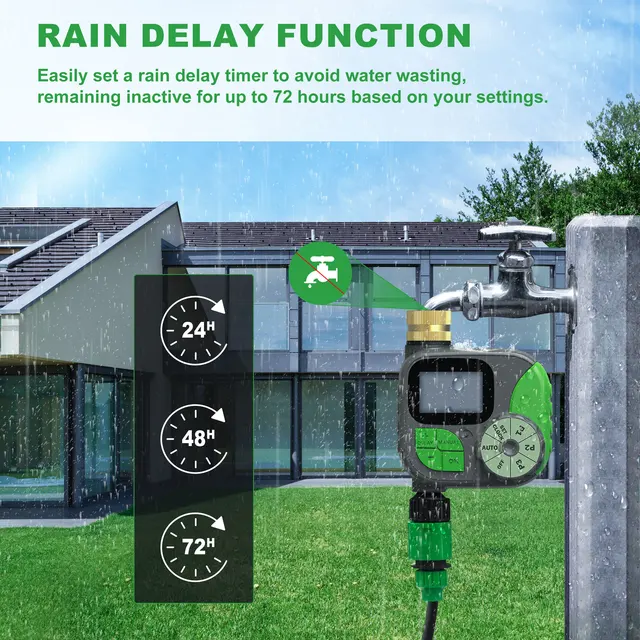 GIRIER Water Timer Programmable Sprinkler Timer with Brass Inlet LCD Screen Automatic Irrigation Controller for Garden/Yard/Lawn 5