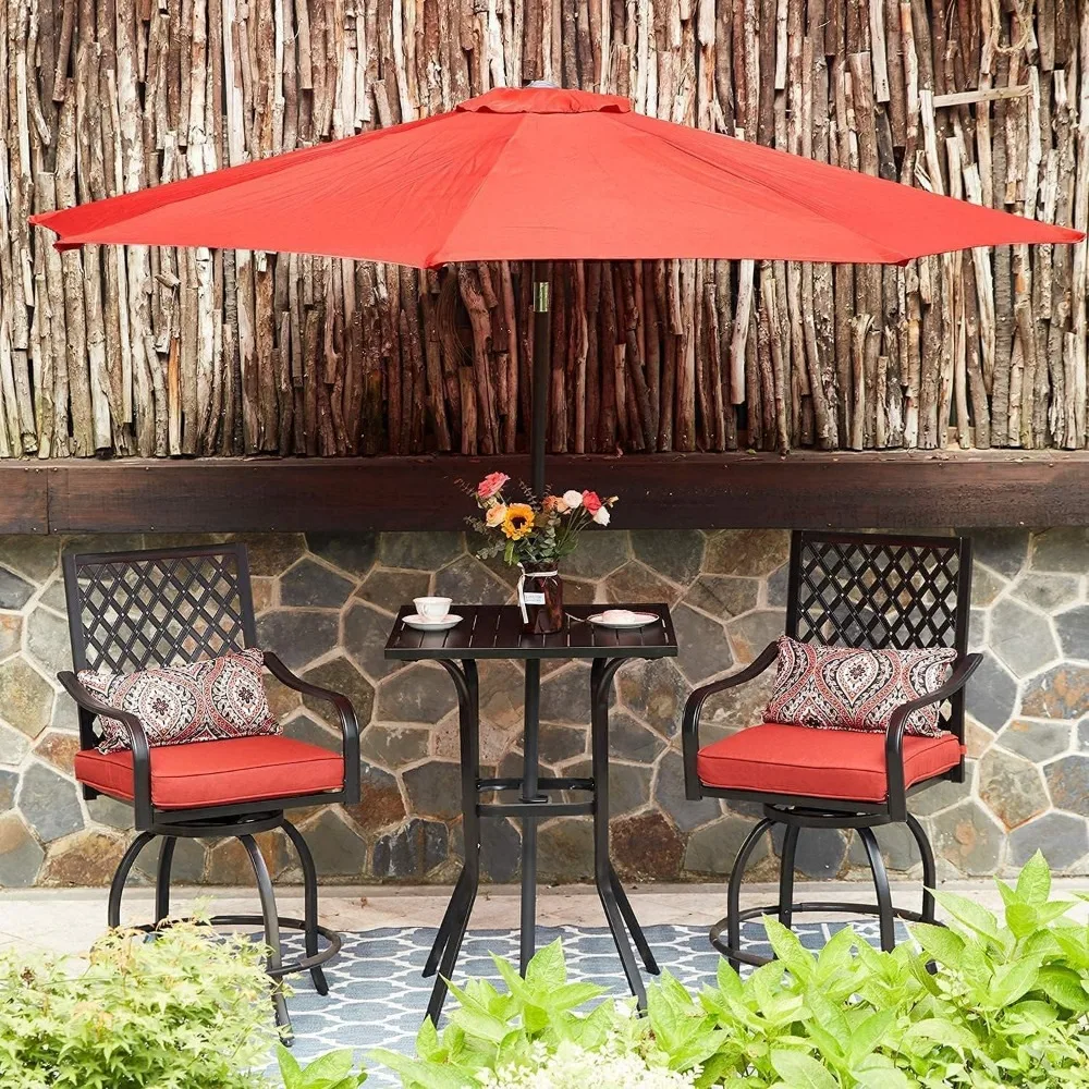 Outdoor Bar Table outdoor bar table with Umbrella Hole Patio Furniture Square Metal Bar Height Cafe Bistro