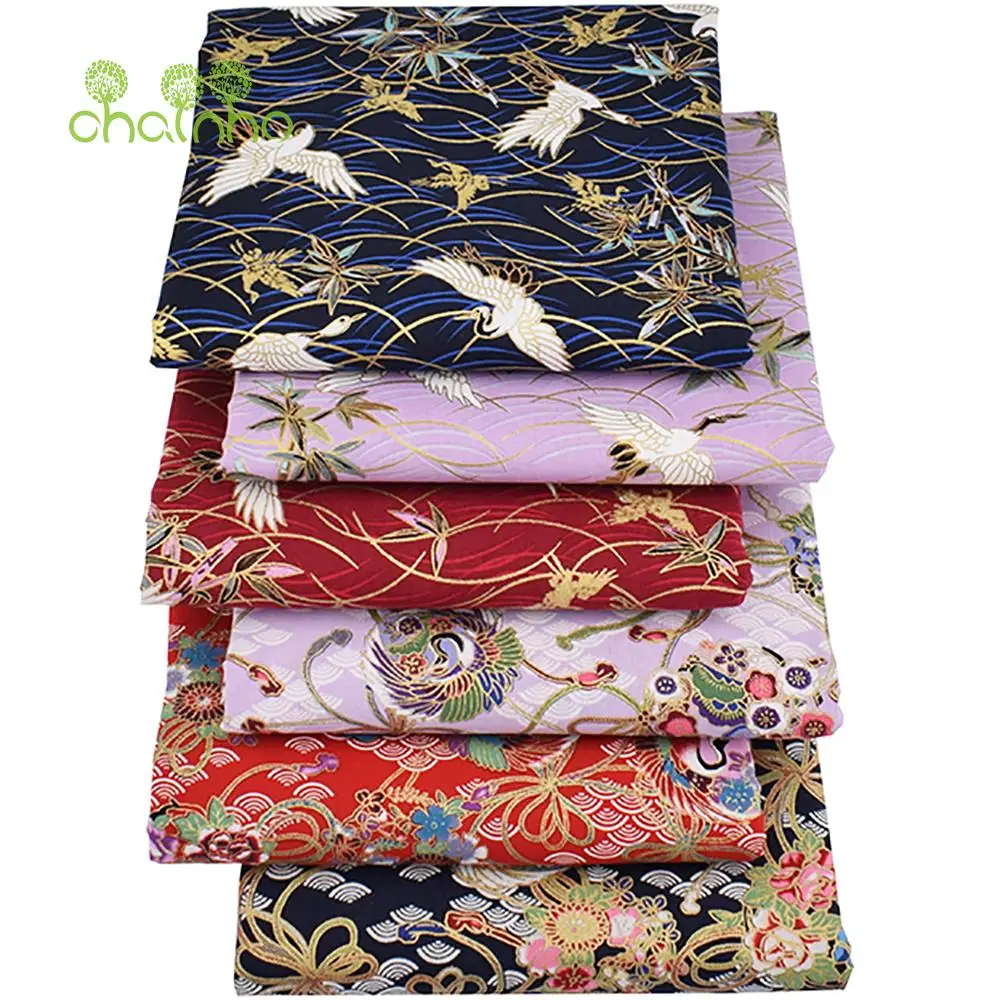 Chainho,Printed Plain Weave Cotton Fabric,DIY Quilting Sewing Material,Patchwork Cloth,6 Designs Series,20x25cm/piece,15CD28