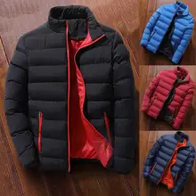 

New Warm Thick Men Parka Jackets Winter Casual Mens Outwear Coats Solid Stand Collar Male Windbreak Cotton Padded Down Jacket