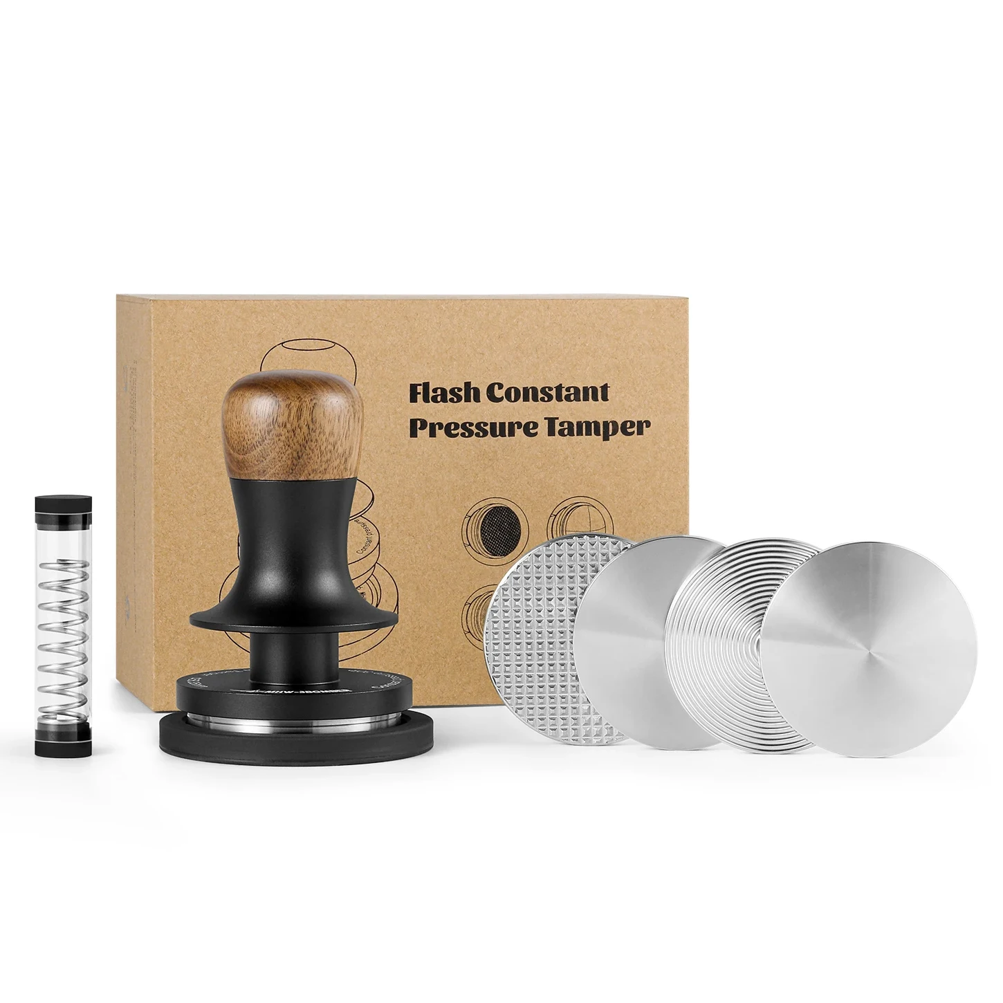 

30LBS Constant Pressure Coffee Tamper with 4 Replaceable Base 58.35mm Espresso Tampers Barista Tools Cafe Accessories