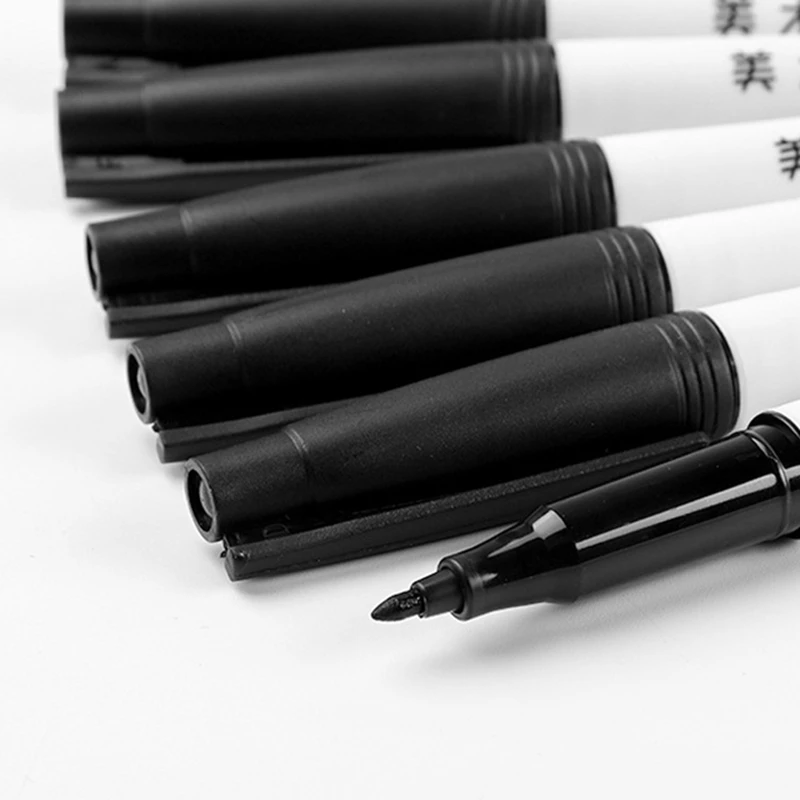 10 Pcs/set Permanent Marker Waterproof Marker Pen Medium Point 1.0mm Pen Black Ink Art Supplies permanent marker pen permanent marker markers pen permanent markers marker pens art marker pen art markers