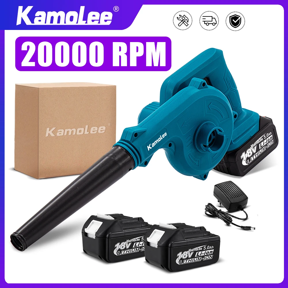 

Kamolee 18V Garden Electric Blower Cordless Leaf Blower for Dust Blowing Dust Computer Collector Hair Dryer Power Tool