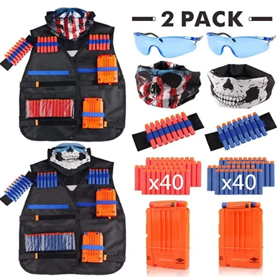 Kit de chaleco táctico para niños, accesorios para pistolas de juego, juguetes para balas Nerf N-Strike Elite Series_voghion.com