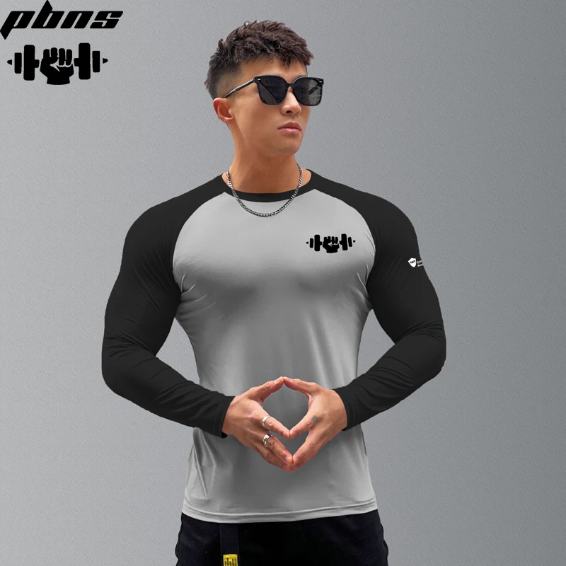 Fitness clothes Men's T-shirt long sleeve autumn sports comfortable quick drying clothes slim running muscle training long sleev 2