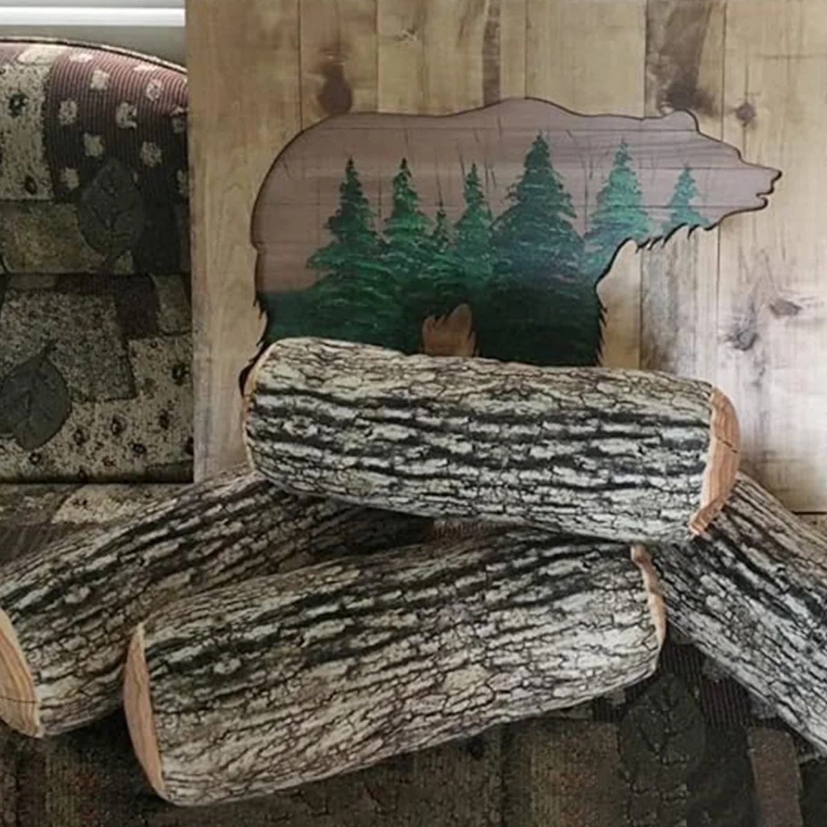 Decorative Cushion Throw Pillow Decorative Round Throw Pillow Comfortable Cute Wood Log Pillow Cushion For Home Couch Sofa Bedroom Living Room