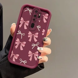 Custodia per telefono in silicone morbido e shockproof con fiocco rosa carino