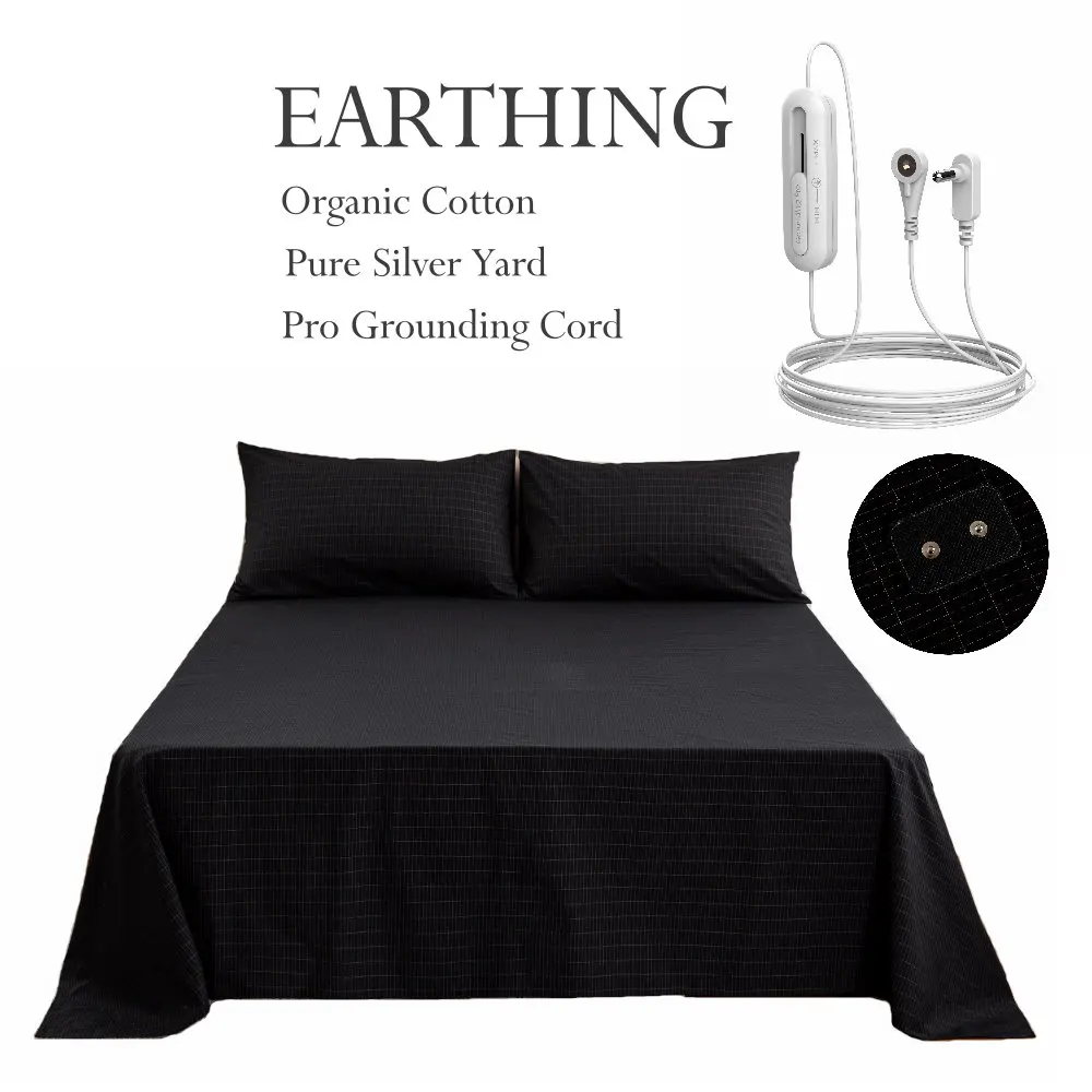 Earthing bed sheet 210*260cm(83*102Inch) organic cotton silver fabric wrinkle free  Breathable Not include Pillowcase 4